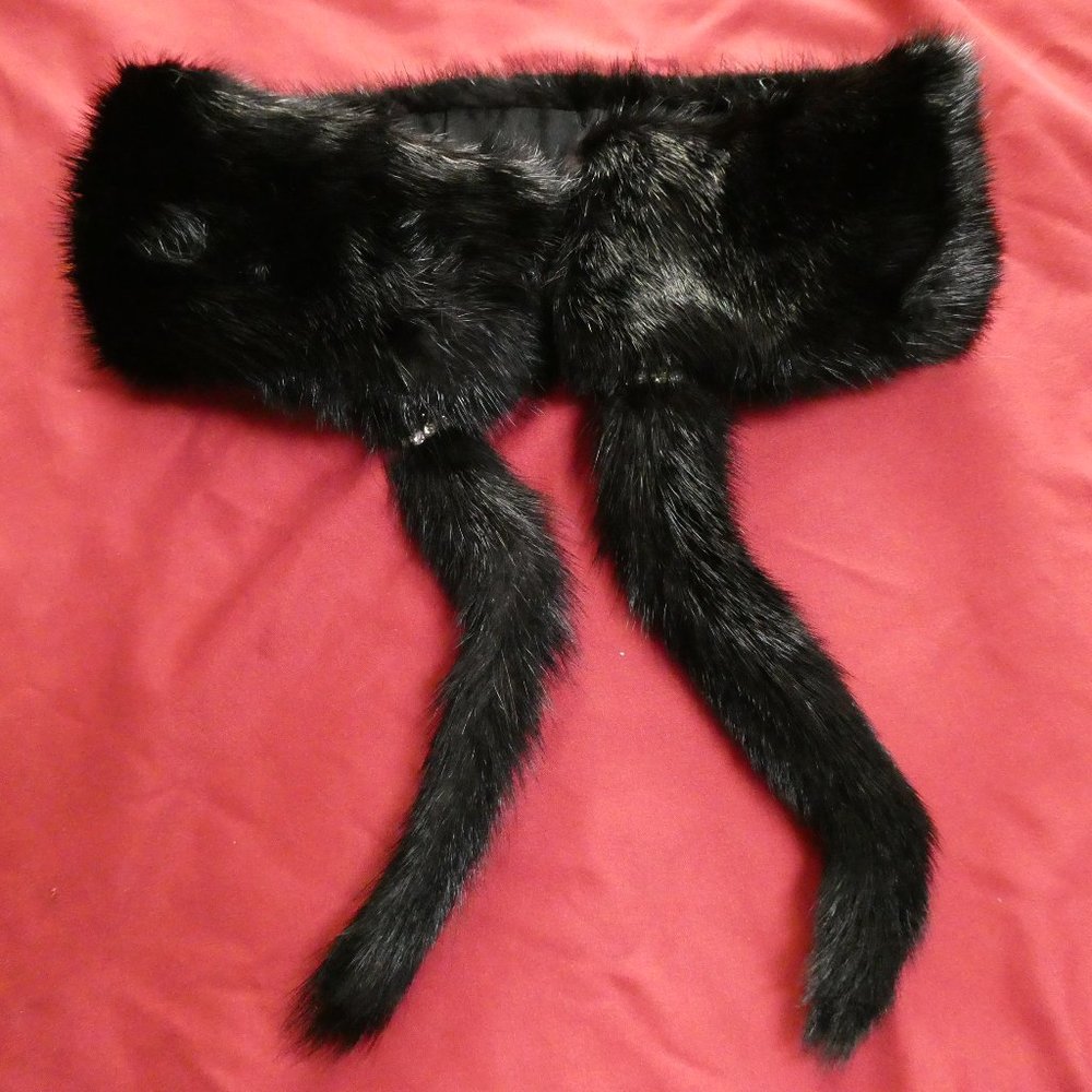 Fur Winter Headband with Crystals (Ski)